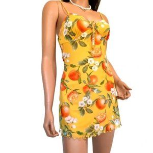 UO elodie printed mini dress orange XXS